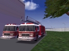 Hiya folks, today we have two fire trucks at the fire station. One is a ladder unit, and one is the default fire truck as a prop without its trailer. :-( This image was improved by using the 