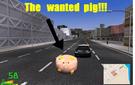 Yesterday there was some dangerous driving around a elementary school.
The car was identified as a driving pig.
The police is now hunting on a big driving pig.
